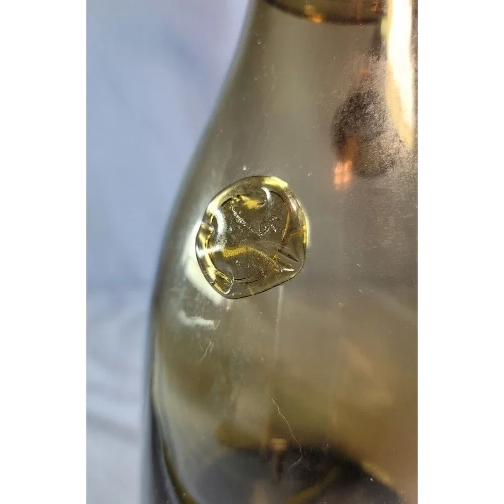 Italian Wine Decanter Vase Dark Smoke Colored Neck Rings 13.5''T VTG Italy Made